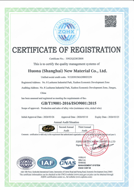 چین Huona (Shanghai) New Material Co., Ltd. گواهینامه ها