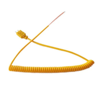 Coiled Type K Thermocouple Cable With Miniature Connector Chromel Alumel Flat PVC Insulation Pin Fast Response